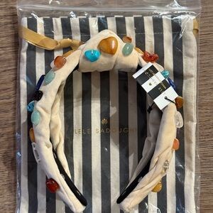 Lele Sadoughi Adult Gemstone Headband - Cream with Multicolor Stones